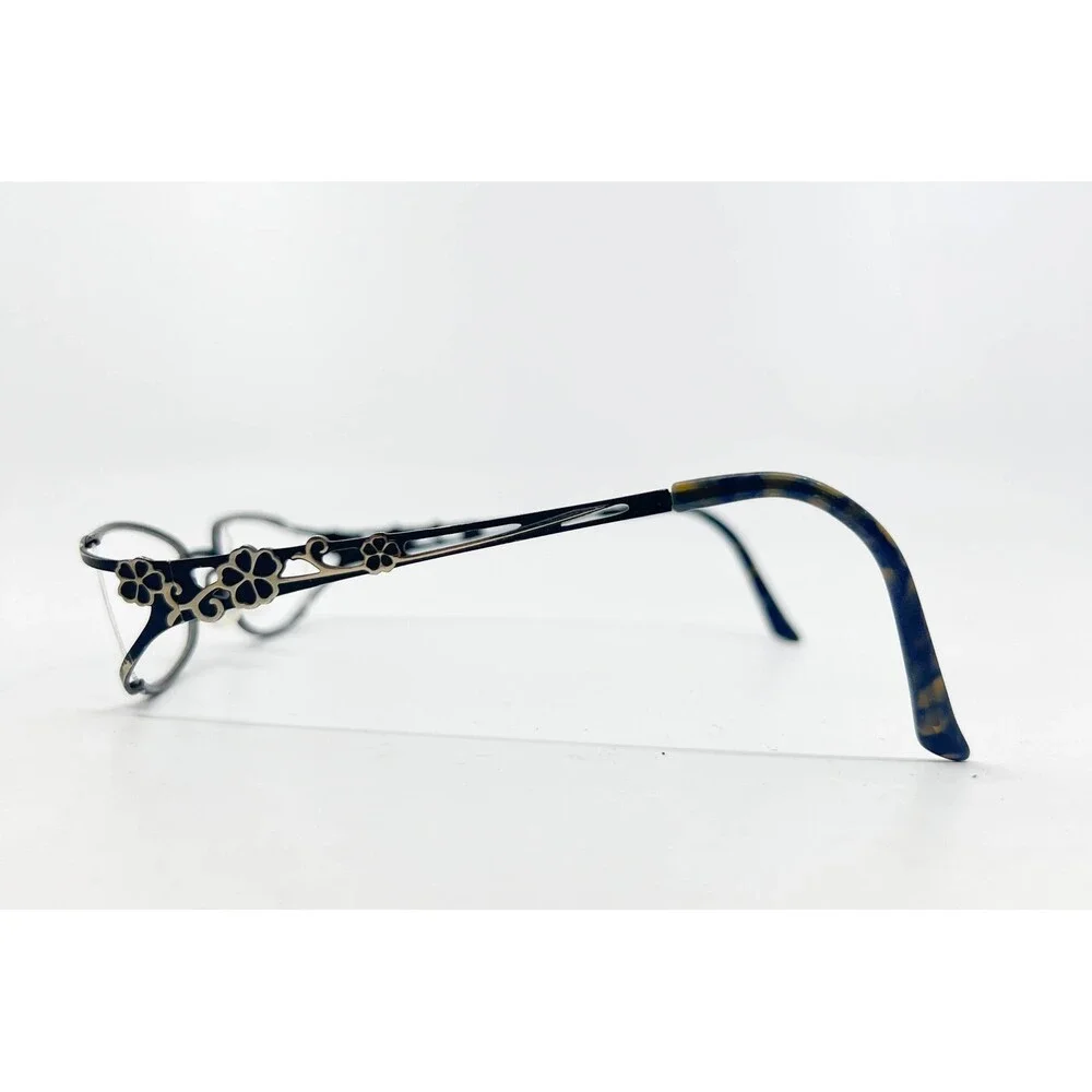 Unbranded Eyeglasses Womens Black Floral Cutout Temple 52-17-135